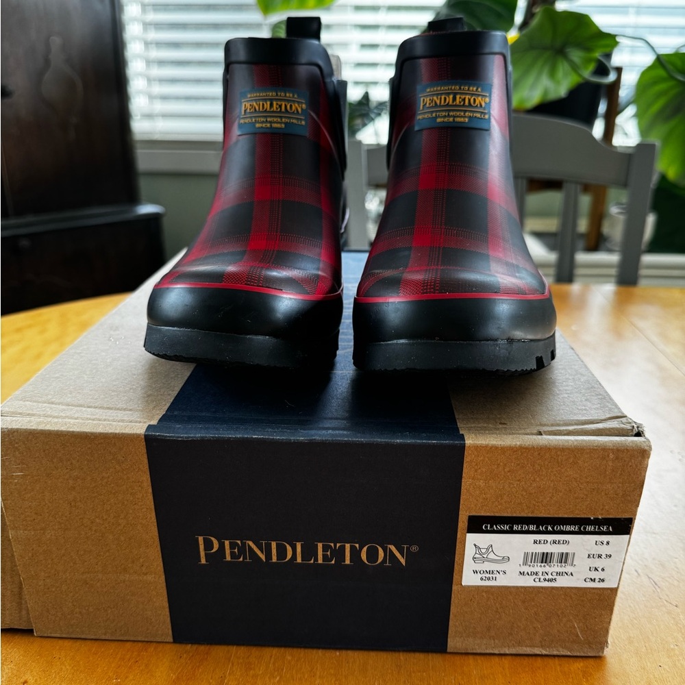 Pendleton Red and Black Checkered Rain Boots - image 6